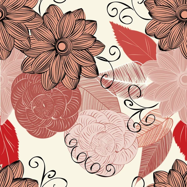 Abstract flower seamless pattern background — Stock Vector