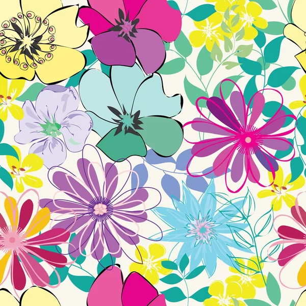 Abstract flower seamless pattern background — Stock Vector