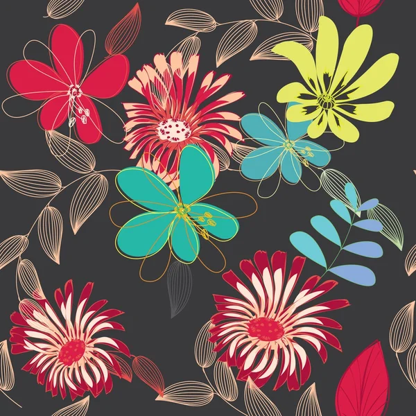 Abstract flower seamless pattern background — Stock Vector