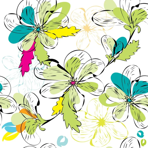 Fondo de patrón sin costura flor abstracta — Vector de stock