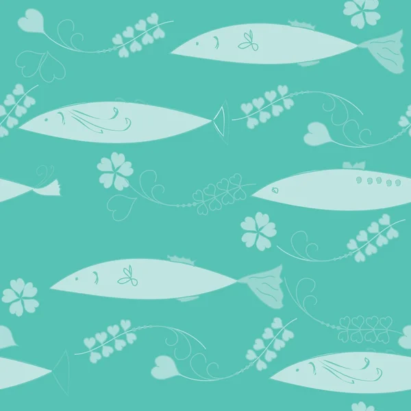 魚と抽象的なシームレスな背景 — ストックベクタ