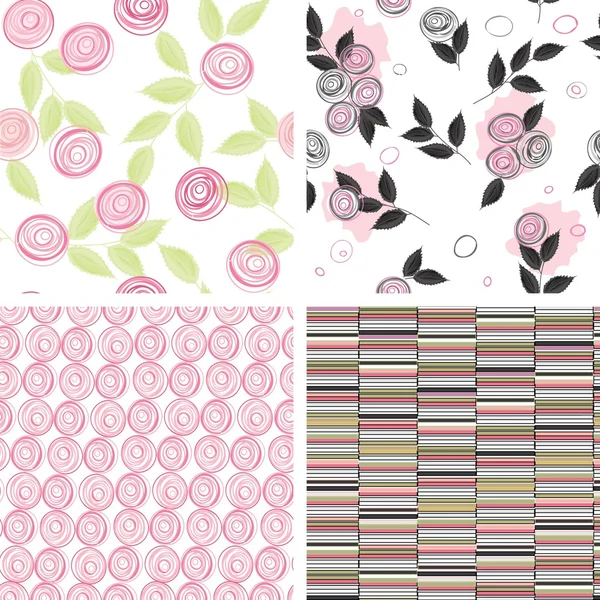 Seamless vector pattern collection flower — Stock Vector