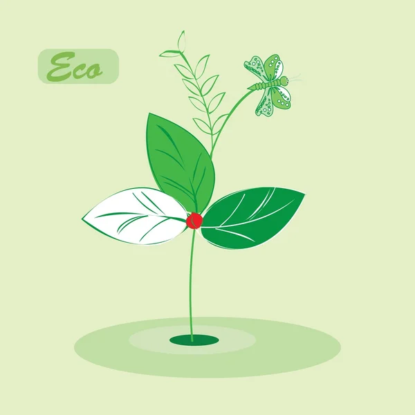 Milieu pictogram met eco plant — Stockvector