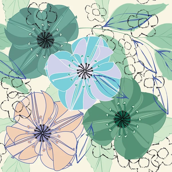 Abstract flower seamless pattern background — Stock Vector