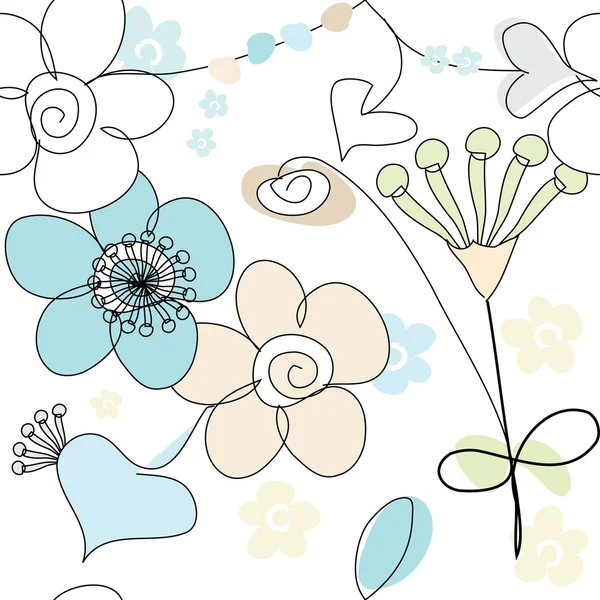 Blommigt sömlöst mönster — Stock vektor