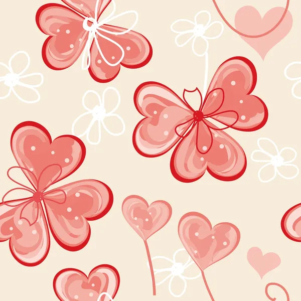 Corazón flor final sin costura patrón de fondo — Vector de stock