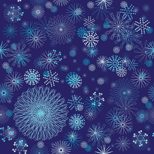 Fondo de patrón sin costura copo de nieve abstracto — Vector de stock