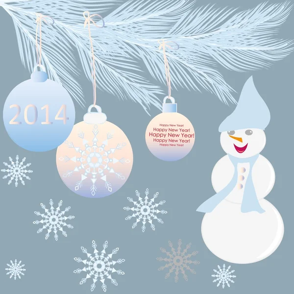 クリスマス ボール エンド雪だるまとビンテージのカード. — ストックベクタ