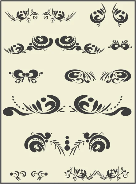 Набор винтажных украшений с цветочными элементами для приглашения — стоковый вектор