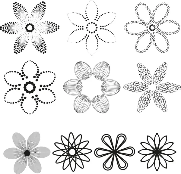 Abstract set flowers background — Stock Vector