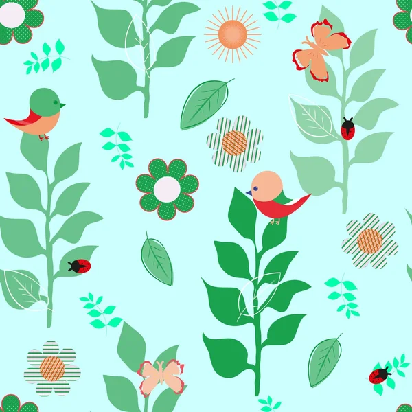 概要花のシームレスなパターンの背景 — ストックベクタ