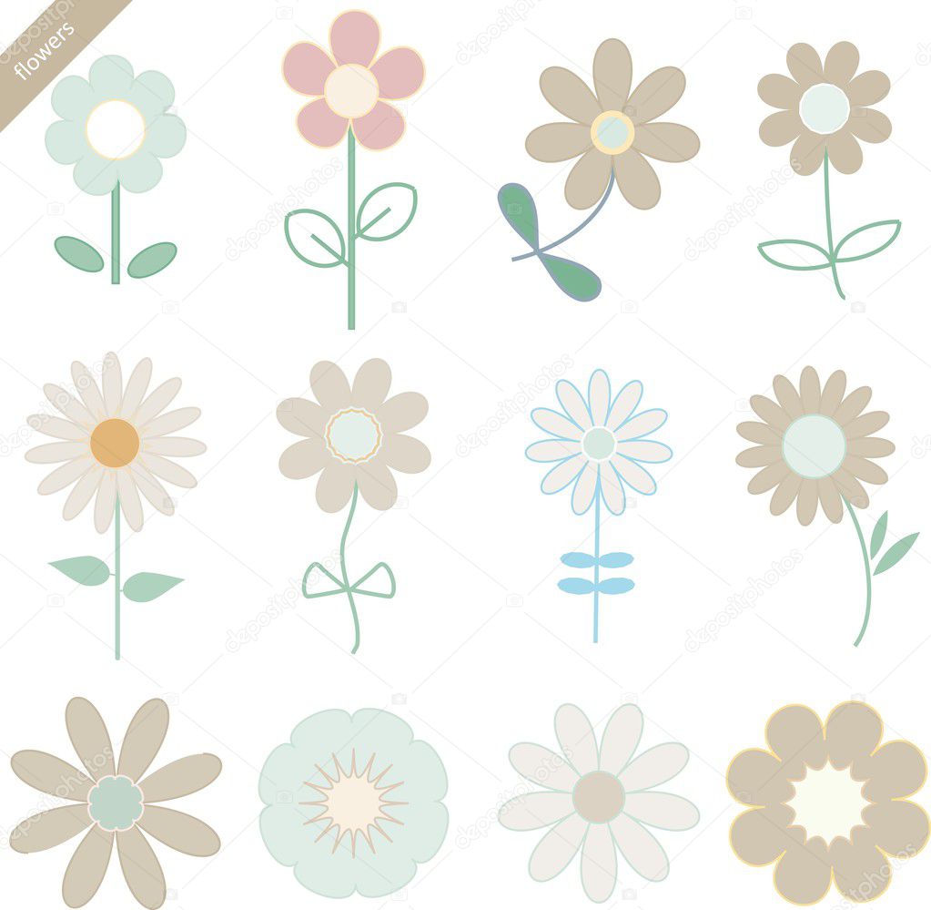 Abstract set flowers background