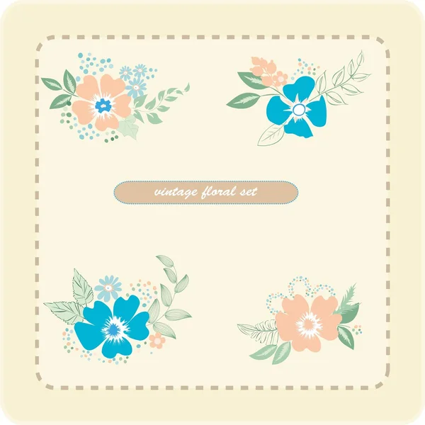 Vintage set. stijlvolle floral kaarten met labels. — Stockvector