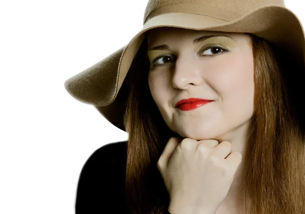 The beautiful girl in a hat — Stock Photo, Image