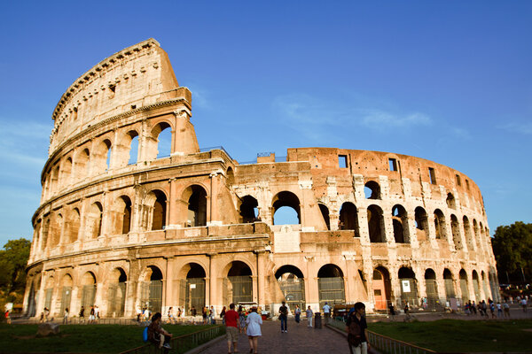 View of ancient rome coliseum ruins. Italy. Rome.