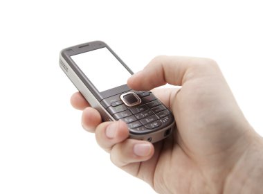 kırpma yolu ile elinde cep telefonu