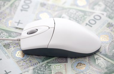 Computer mouse on polish money clipart