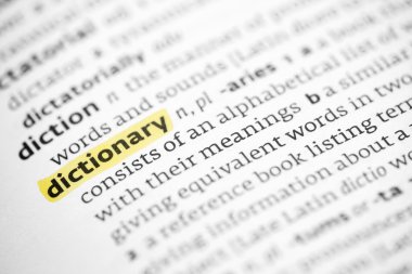 Sözlükte Vurgulanan sözcüğü sözlük