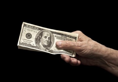 eski el üstünde siyah izole dolar