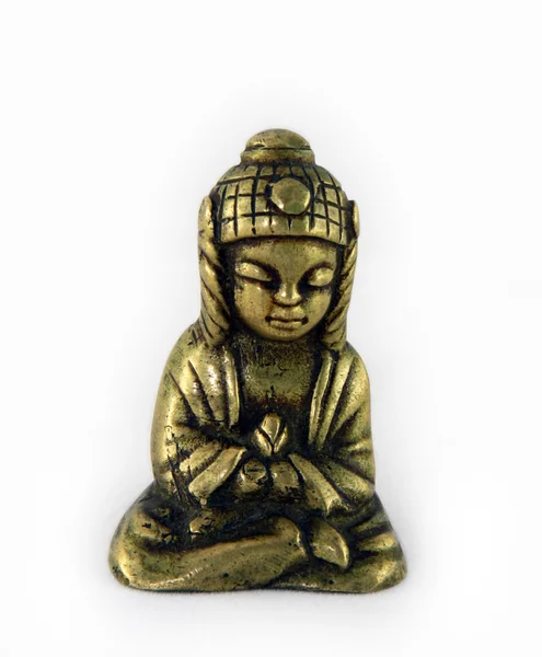 Kleiner Buddha auf weißem Hintergrund — Stockfoto