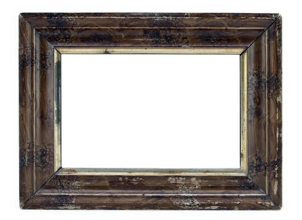 Old wooden picture frame isolated on white. — Stock Photo, Image