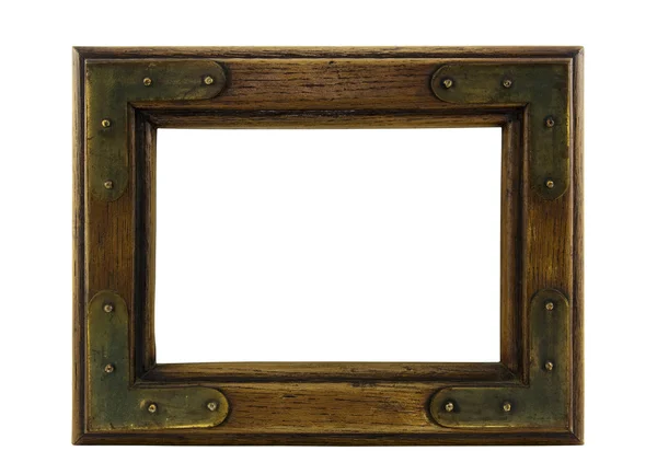 Oude houten picture frame met uitknippad. — Stockfoto