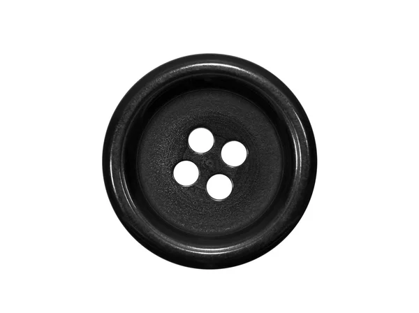 Schwarzer Knopf isoliert auf weiß — Stockfoto