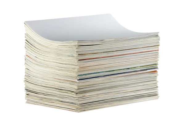 Montón de revistas aisladas en blanco — Foto de Stock