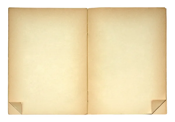 Libro abierto con esquinas de página plegadas, con ruta de recorte — Foto de Stock