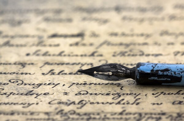 Ancient letter and pen