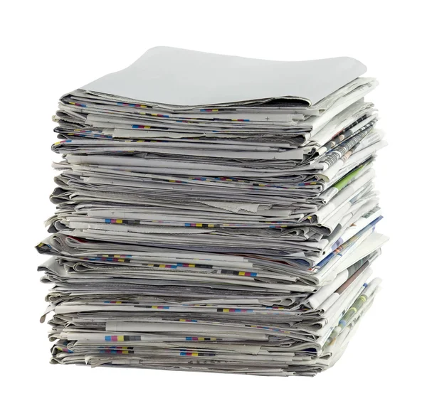 Pile of newspapers with clipping path — Stock Photo, Image