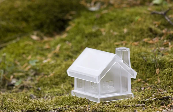 Crystal house over moss — Stock Photo, Image