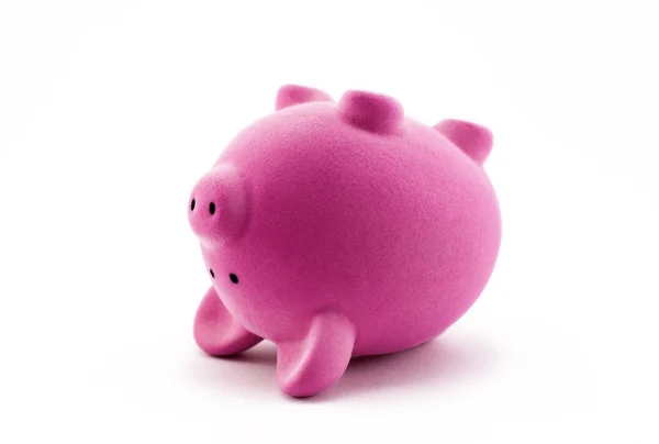 Piggy bank ondersteboven roze — Stockfoto