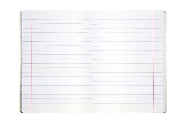 Blank lined exercise book on white — Stock Photo, Image