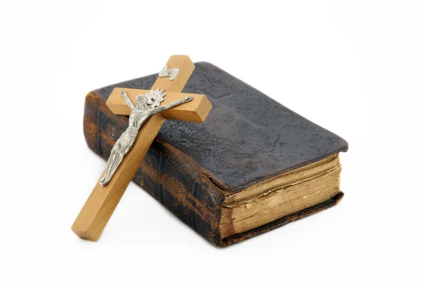 Holy bibile with crucifix — Stock Photo, Image