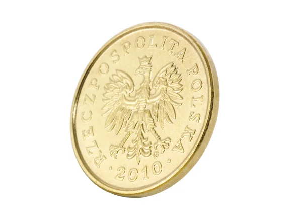 Польская монета с вырезкой — стоковое фото