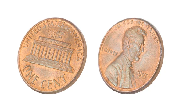 Penny isolado em branco — Fotografia de Stock