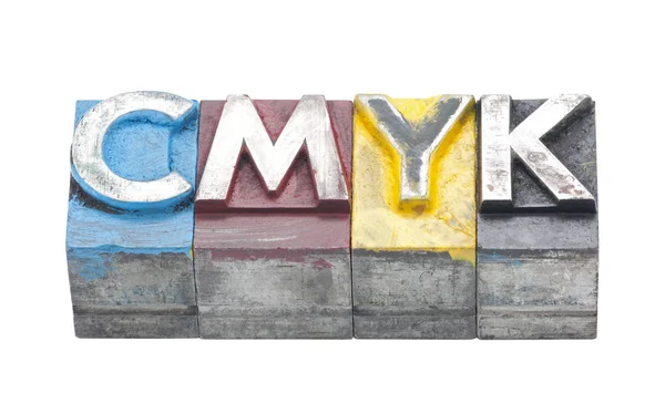 CMYK gemaakt van metalen brieven — Stockfoto