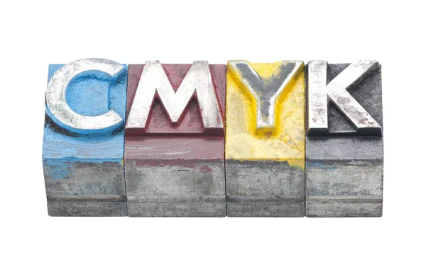 Cmyk made from metal letters — Stock Photo, Image