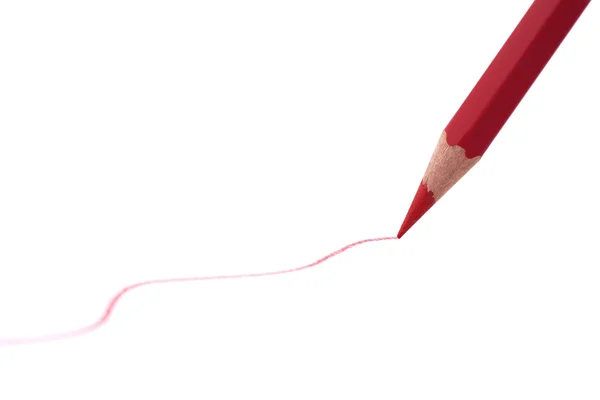 Drawing line with red pencil — Stock Photo, Image