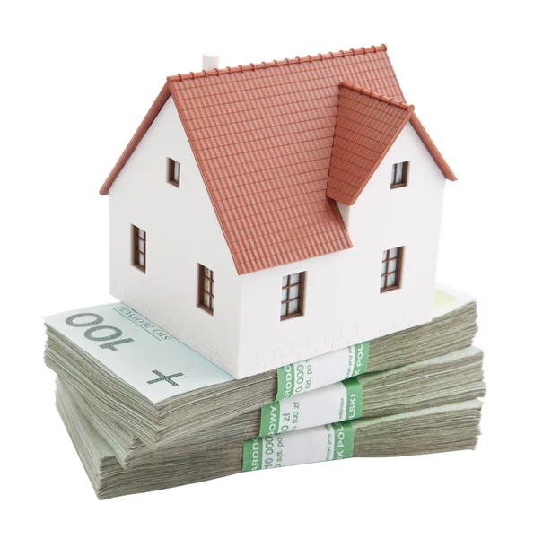 House on stack of polish zlotys — Stock Photo, Image