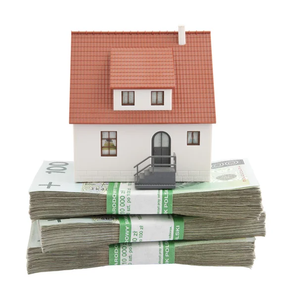 House on stack of polish zlotys — Stock Photo, Image