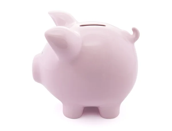 Side view of pink piggy bank with clipping path — Stock Photo, Image