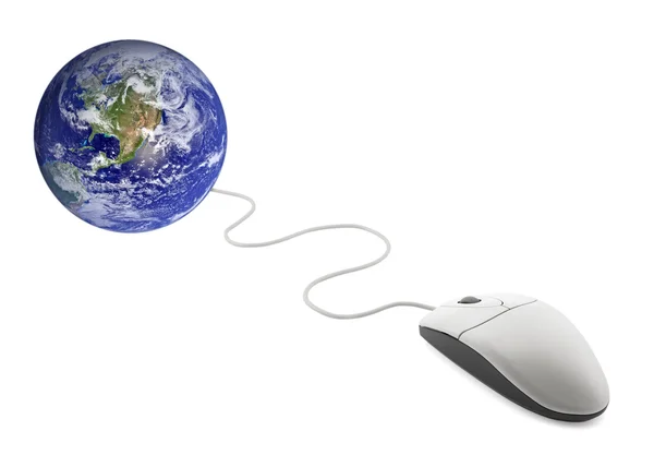 Комп'ютерна миша з глобусом, концепція Інтернету — стокове фото