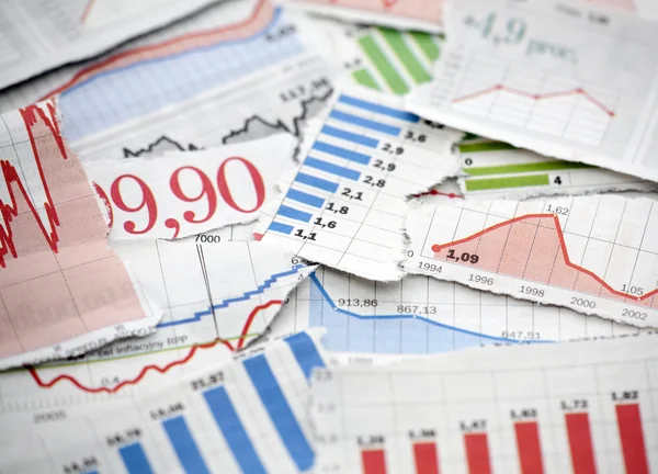Financial charts from newspapers — Stock Photo, Image