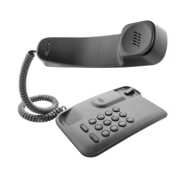 Μαύρο τηλέφωνο με το πλωτό μικροτηλέφωνο — Φωτογραφία Αρχείου