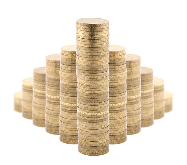 Diagrama de moedas isolado em branco — Fotografia de Stock