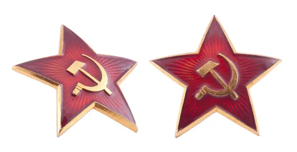 Soviet red star badge with clipping path — Stock Photo, Image