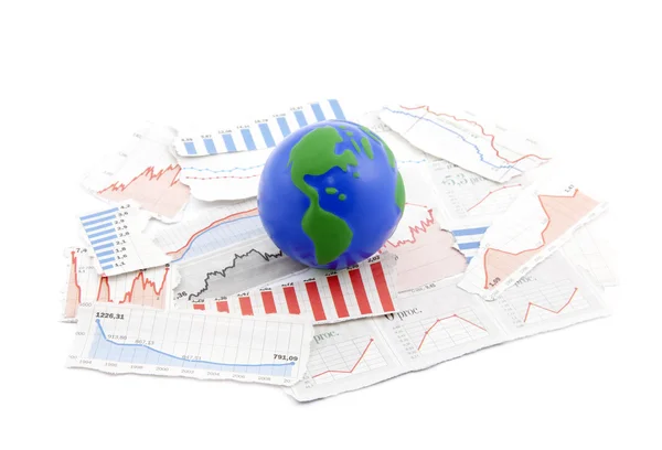 Globus auf den Finanzcharts — Stockfoto