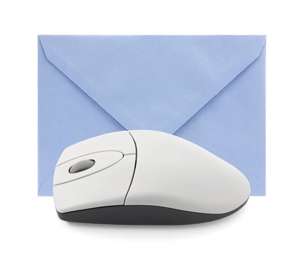 Mouse de computador com envelope, conceito de email — Fotografia de Stock